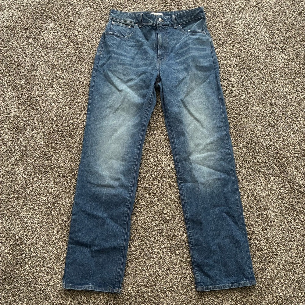 Madewell Women's 30T Curvy Longline Straight Blue Denim Jeans